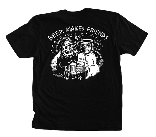 Beer Makes Friends tee - Black Plague Brewing
